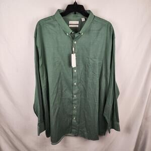 Gold Label Roundtree & Yorke Shirt Mens 4XLT Green Gingham Non Iron Stretch